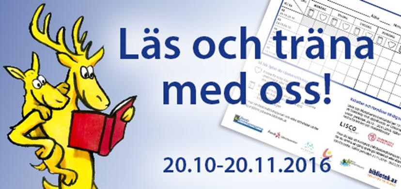 Biblioteket informerar: Läskonditionspasset 20.10-20.11 på Åland Vill du förbättra läskonditionen och stärka dina läsmuskler? 20.10 kör vi igång läskonditionspasset igen, kampanjen som kombinerar konditionsträning och läsning.