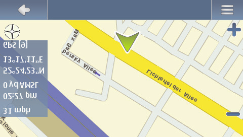 Navigatör Spårningsläge I spårningsläge följer kartan GPS-positionen och visar följande information: 1. Aktuell hastighet 2. Tid 3. Höjd över havsnivå 4. Geografiska koordinater 5.