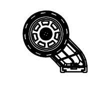 Montering av kanttrimmerhjulen Kanttrimmerhjulen behövs för kanttrimning och de kan förbli monterade även om de inte behövs vid