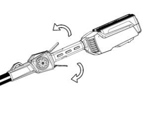 Starta och stäng av trimmaren Trimmaren startas genom att hålla nere säkerhetslåsen (3) och trycka på startkontakten (2). När trimmaren har startats kan säkerhetslåset släppas.