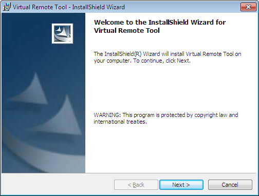 7. Supportprogram för användare 2 Klicka på Install Virtual Remote Tool i menyfönstret. Installationen startar.