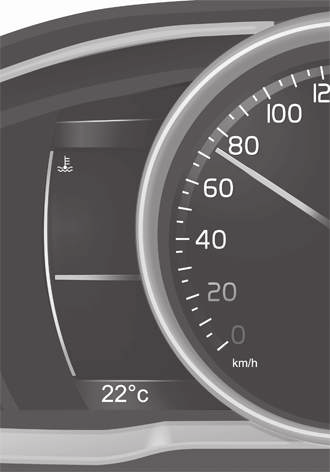 Yttertemperaturmätare Yttertemperaturmätarens display syns i kombiinstrumentet.