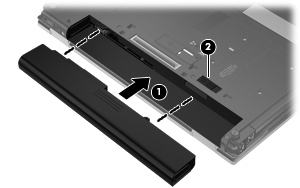 Sätta i eller ta ut batteriet VIKTIGT: Om du tar bort ett batteri som är datorns enda tillgängliga strömkälla kan det orsaka förlust av information.