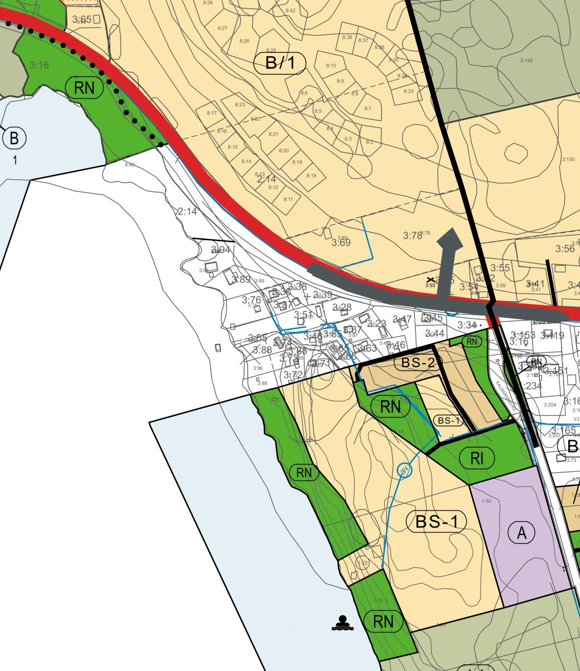 2 I BASFAKTA Planeringssituation Generalplan eller motsvarande Områdets nordvästra del mellan Slemmern och Lemlandsvägen omfattas av delgeneralplan för delar av Vester- och Österkalmare som är