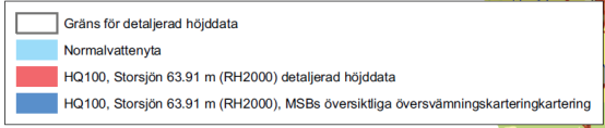 nationell höjdmodell, från 2010-11-10 ligger planområdet inte inom ett område som riskerar att översvämmas vid HQ100 (karta 1) eller Bhf (karta 2).