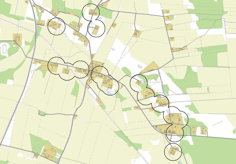 Olseröds bykärna Avstånd 100 meter kring