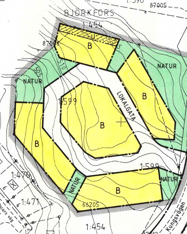 BEHOVSBEDÖMNING Sida 6 av 17 Utdrag från plankarta antagen 1997-01-02 FÖRUTSÄTTNINGAR, FÖRÄNDRINGAR OCH KONSEKVENSER Mark- och vattenområden Natur- och terrängförhållanden Planområdet, som till stora