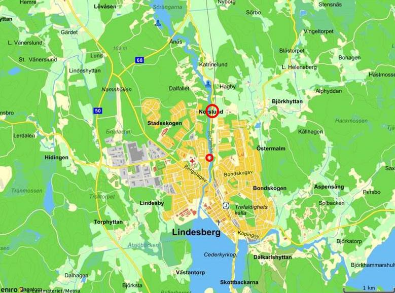 Uppdragsnr: 10208385 2 (15) Lokalisering Det befintliga vattenuttaget sker i Lindesbergsåsen som går parallellt med Bottenån som sträcker sig i nord-sydlig riktning genom tätorten. Figur 1.