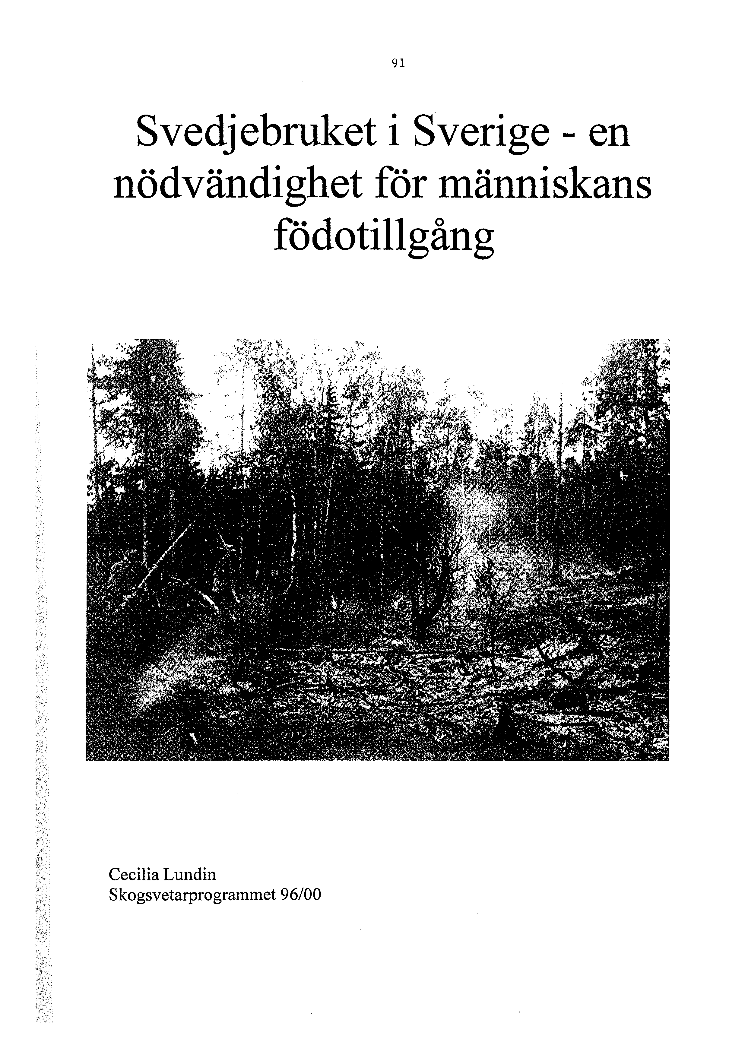 91 Svedjebruket i Sverige - en nödvändighet för