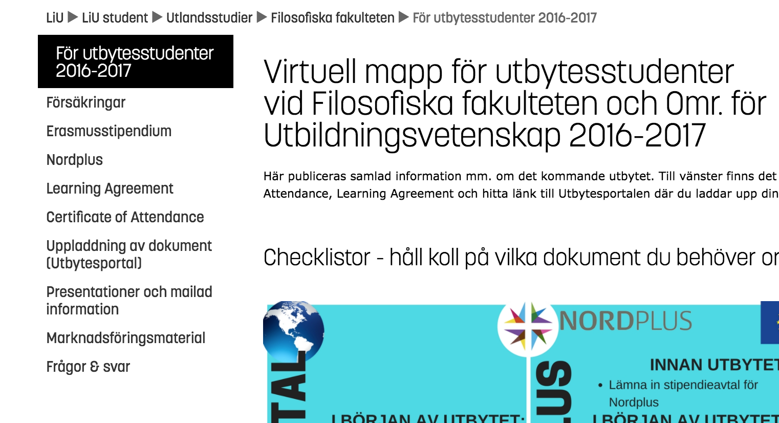 Titel/föreläsare 2016-12-09 37 Utbyteswebben! Virtuell mapp på liu.