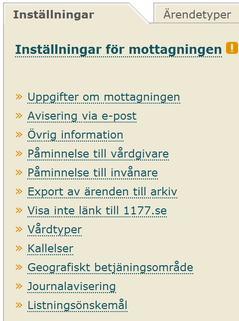 Inställningar för mottagningen Under fliken Inställningar visas underrubriker där det är möjligt att justera och kontrollera inställningar för mottagningen. 1. Välj fliken Inställningar. 2.