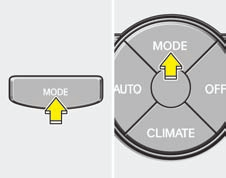 Lär känna bilen Växla mellan AUTO och manuella inställningar Du kan göra manuella inställningar genom att trycka på knapp efter knapp. Funktioner som du inte väljer manuellt styrs automatiskt. 1.