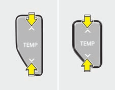 Lär känna bilen Typ A Typ B Växla mellan Celsius och Fahrenheit Om batteriet varit bortkopplat eller urladdat kommer visningen vara Celsius när mätaren från ström igen.