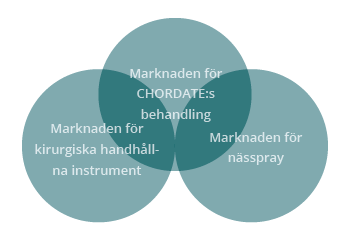 Chordate:s marknad kan jämföras med marknaden för kirurgiska handhållna instrument baserade på så kallad radiofrekvens som är ämnade till ingrepp inom näsa och hals.