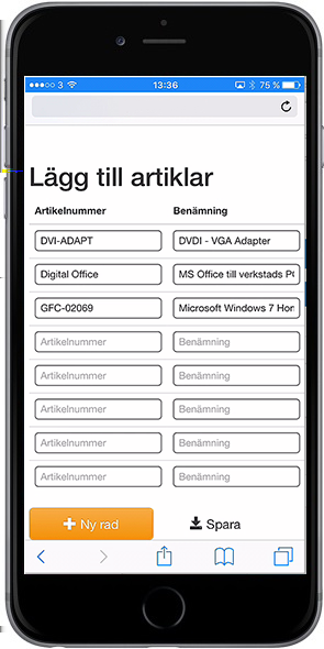 Om en vägbeskrivning behövs så t rycker m an enkelt på knappen för kart a, t ill ex em pel för at t last a eller lossa.