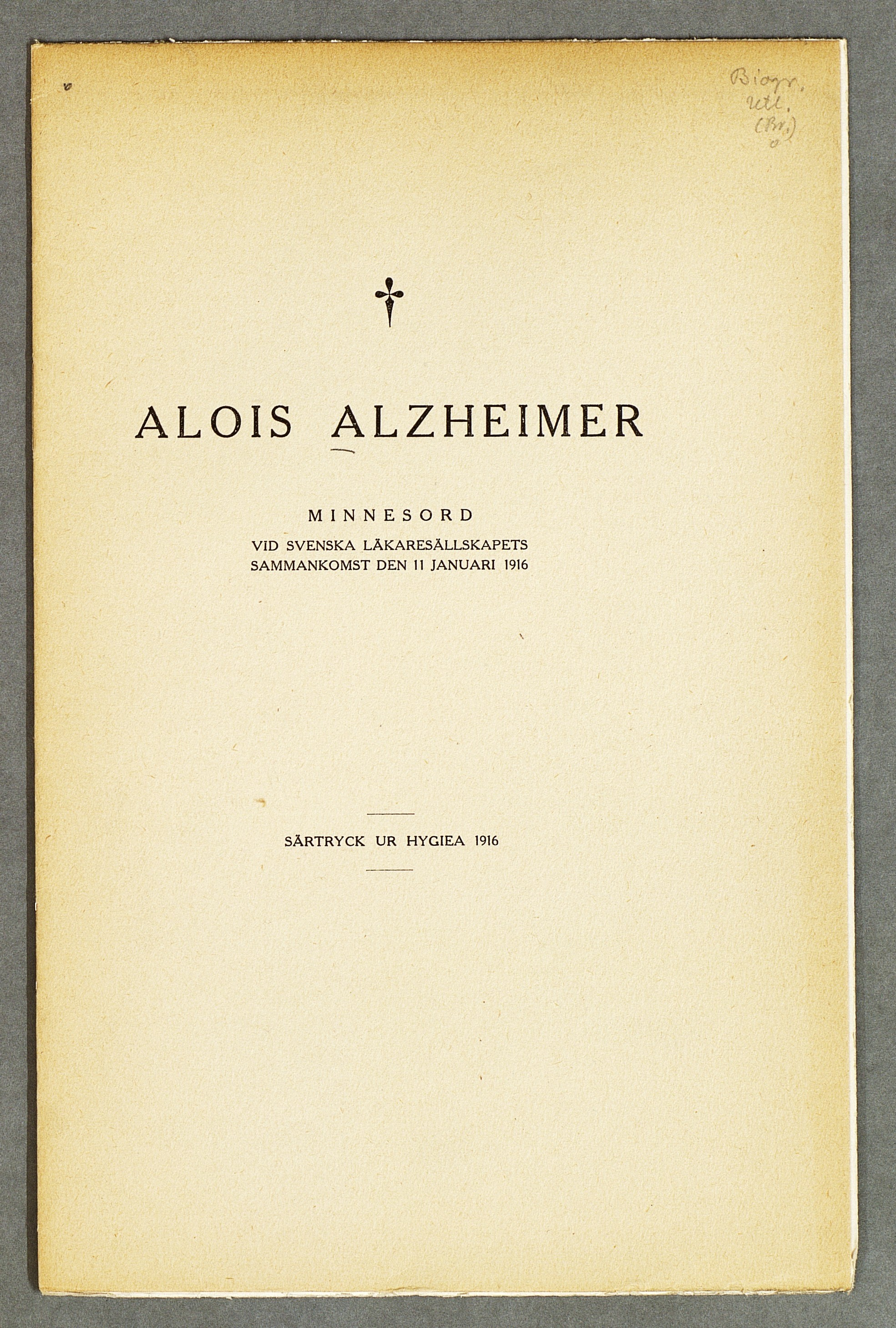 f ALOIS ALZHEIMER M I N N E S O R D VID SVENSKA