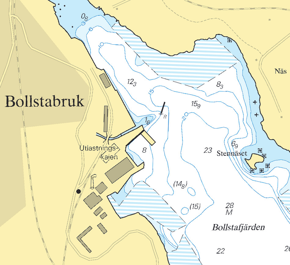 4 * 7774 Sjökort/Chart: 523 Sverige. Bottenhavet. Ångermanälven. Bollstabruk. Pråm flyttad.