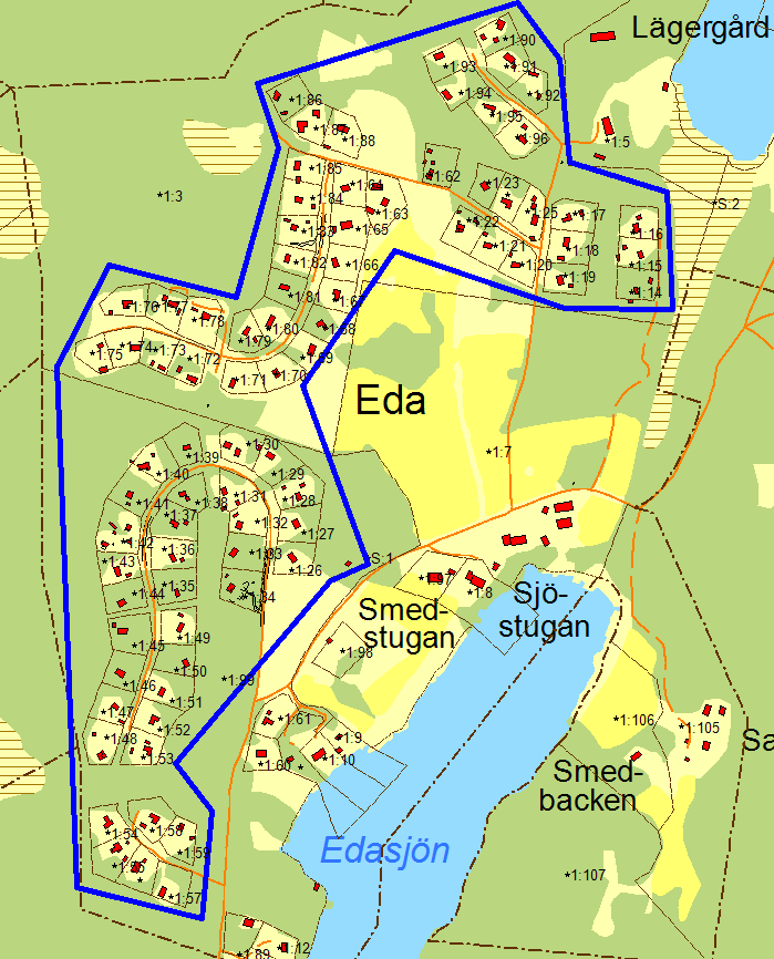 Eda I VA-planen: Utredningsområde, utredningen ska genomföras senast år 2018.
