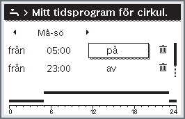 Vrid menyratten för att markera Som varmvattensystem och tryck på menyratten. Reglercentralen arbetar med de nya inställningarna. Cirkulationspumpen arbetar bara medan varmvattenberedningen är aktiv.