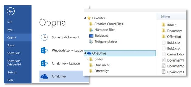 Öppna filer från din dator (som är lagrade på OneDrive) 1.