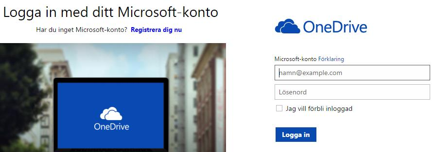 Starta OneDrive i webbläsaren 1.