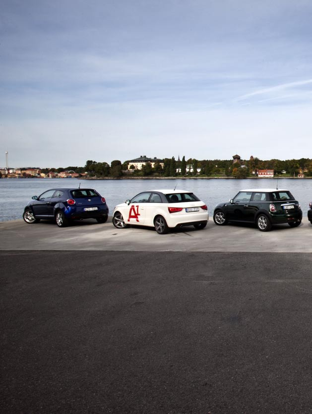 test alfa mito, audi A1, citroën DS & Mini Cooper CoolASt Alfa MiTo 1, JTDm mot Audi A1 1,6 TDI mot Citroën DS HDi 90 99g mot Mini Cooper D.