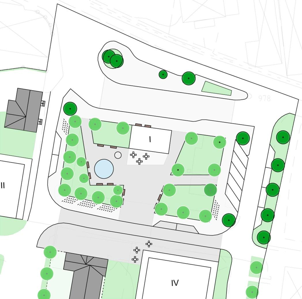 17 (21) Gestaltningsprinciper, torg och ny bebyggelse på torg Utgångspunkter för omgestaltning av Heby torg är tanken om småstadstorget och den mänskliga skalan.
