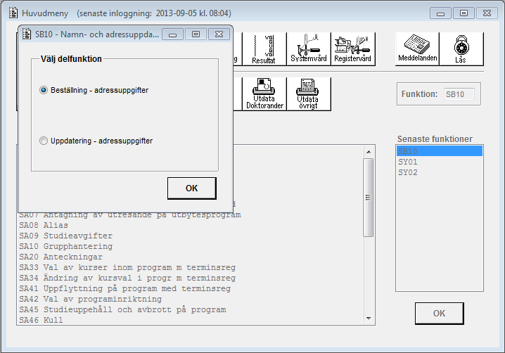 52016-12-022016-12-022016-12-025155 Dokument 5 Funktionshjälp A00G - Namn- och adressuppdatering Senast uppdaterad: 2013-09-04 Allmänt Denna funktion används för att uppdatera namn- och adresser via