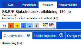 Varningar Varningarna indikerar att allt inte är ifyllt korrekt eller att värden saknas i utbildnings-planen. Varningsrutorna har olika färg och innebär följande: Orange = tvingande åtgärd.