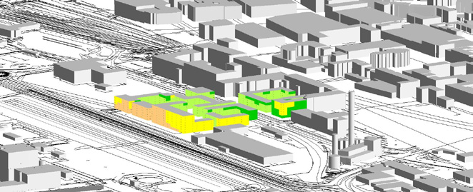95 Trafikbuller Bullersimuleringen för Bredgatanområdet visar att det är avgörande hur bebyggelsen sluter mot Sjögatan/Hamnleden för att få bra ljudmiljöer.