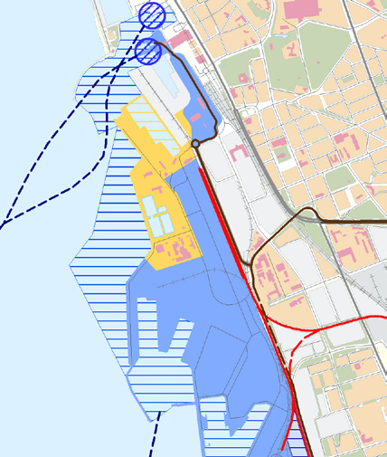 74 / Förutsättningar och konsekvenser / Bredgatan 1:1 Riksintressen Helsingborgs hamn med anslutande farleder är utpekat som riksintresse, enligt Trafikverkets beslut 2010-11-17.