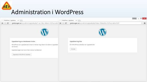 http://gladavagen.se/wp-admin Bli inte oroad om WordPress pratar om uppdateringar ibland.