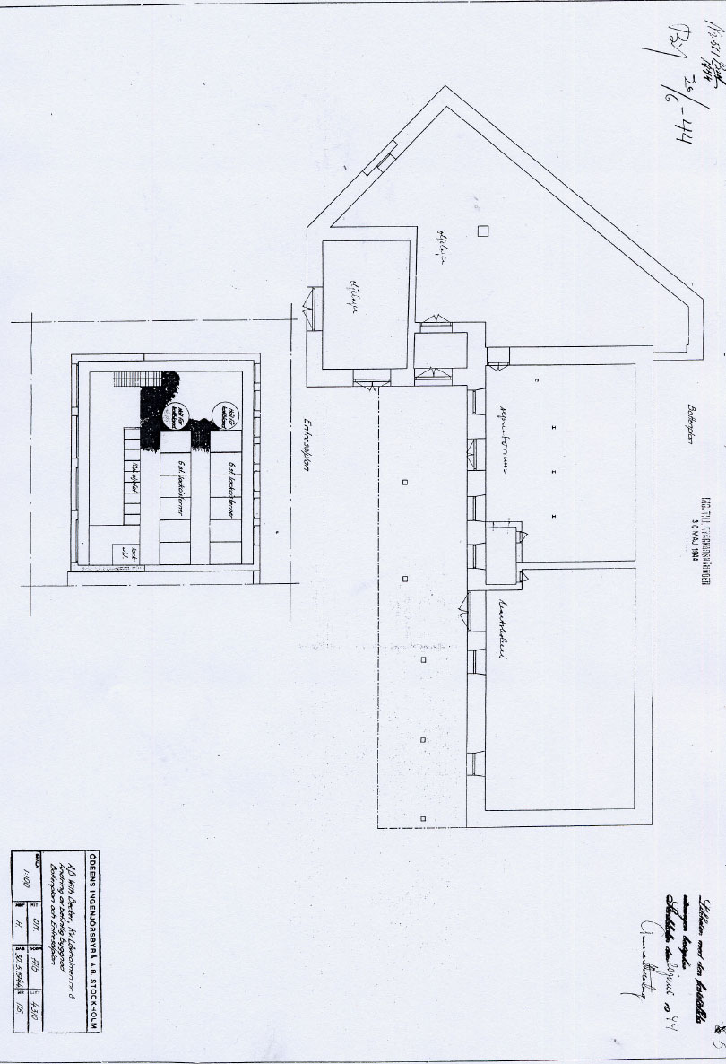 Ombyggnadsritning 1944, bottenplan och
