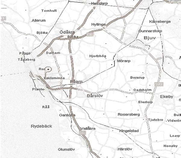 6.4. Inventering av bladkantgnag orsakade av Dodecastichus inflatus Helsingborg Fig 11 Karta över Helsingborg.