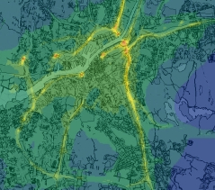 2 km Figur 4 Göteborg 2010 miljöprogram A * + normal fordonsutveckling från alternativ