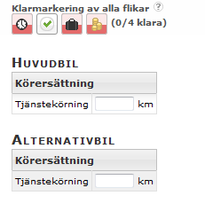 Körersättning För att rapportera körersättning, välj körersättning och du möts av flik som ser ut så här: I grundutförande har den det här enkla upplägget.