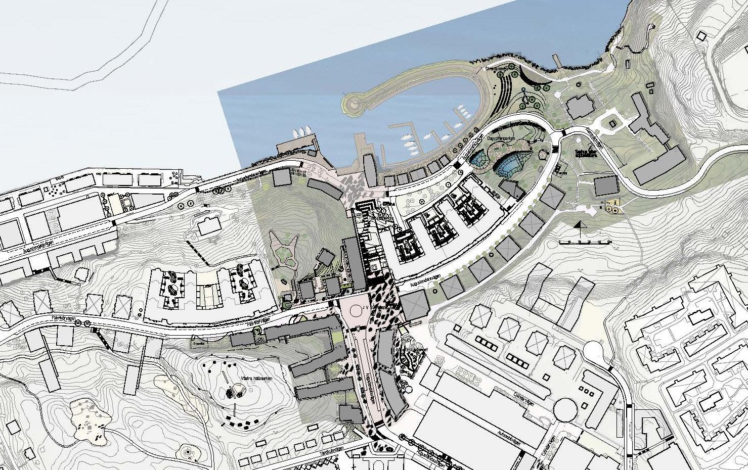 Nya byggnader Planförslaget innehåller ny bebyggelse i anslutning till busshållplatserna och J V Svenssons torg, samt i anslutning till parken med de planerade dagvattendammarna.