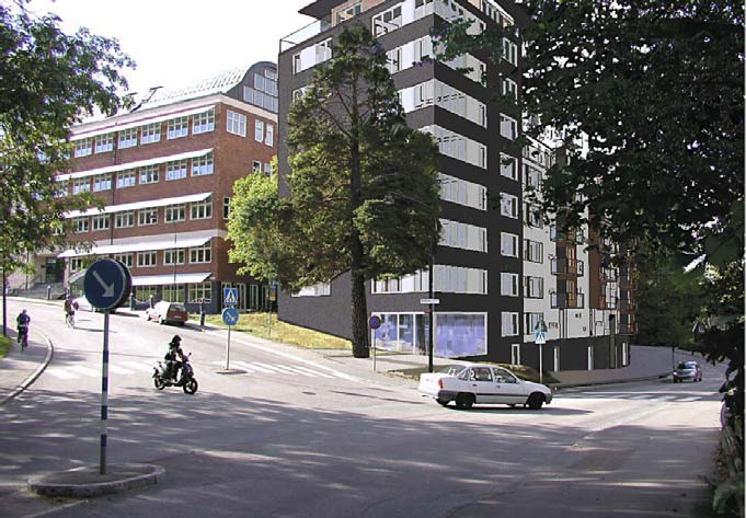 Fotomontage av föreslaget bostadshus, Brunnberg & Forshed Arkitektkontor AB TIDIGARE STÄLLNINGSTAGANDEN Enligt översiktplan 1999 för Stockholm ingår området i stadsutvecklingsområdet för Nordvästra