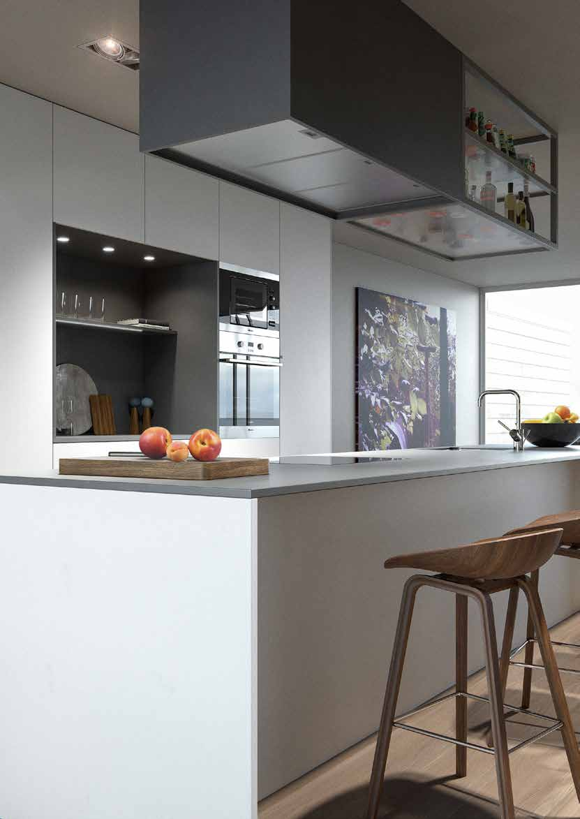 Imola bygger bostäder som vill lite mer Köken kan fås i vitt, antracit, ek eller vitek.