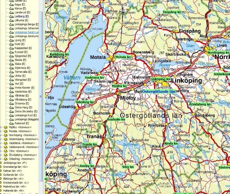 Kartfunktionen i Disgen 2016, Studiehandledning Del 1 21 Sverigekartan DIS bjuder på en modern Sverigekarta som du kan lägga in som en översiktskarta.