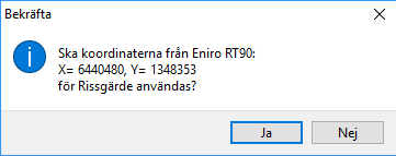 Högerklicka och välj Hämta koordinater från klippbuffert En kontrollfråga eller ett meddelande dyker upp: Jämför nu koordinaterna i Eniro och på