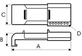 Mått: A 305 mm B 70 mm C 102 mm D Ø 9,5 mm 121504 1 Montera låset så här!