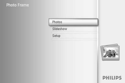 1.2.3 Slå på PhotoFrame Tryck på PÅ/AV-knappen.