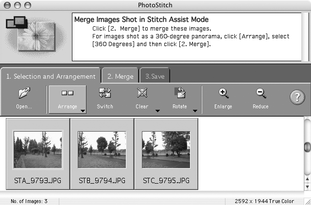 Bilder tagna i läget Stitch Assist En bildsekvens som tas i Stitch Assist-läget sparas i en särskild mapp när bilderna i sekvensen överförs från kameran.