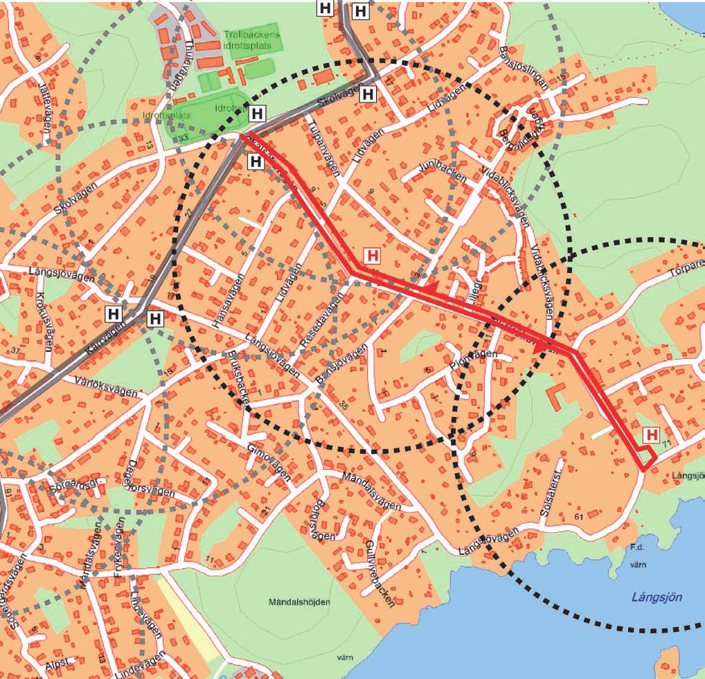 Alternativ skaft Allmänt För att undvika sträckan med sämsta vägförhållanden utmed Långsjövägen efter Gullvivebacken kan ett alternativ vara, att trafikera Skälsätravägen