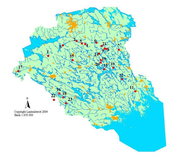 Metoder Provtagning Provtagningen genomfördes av personal från länsstyrelsen, dels under början av september 2002, dels under augusti 2003.