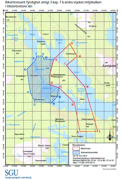 Rönnbäcken nu riksintresse för mineralutvinning Beslut av Sveriges geologiska undersökning (SGU). De tre serpentinitförekomsterna Rönnbäcksnäset, Vinberget och Sundsberget.