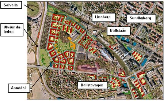 Bild 1. Översiktsbild av Mariehäll med Annedal samt annan planerad samt befintlig bebyggelse i Mariehäll. Mariehäll ligger i Stockholms utkant, men nära Sundbybergs centrum.