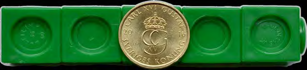 En och fem kronor Ta fram 5 enkronor: Växla till 1
