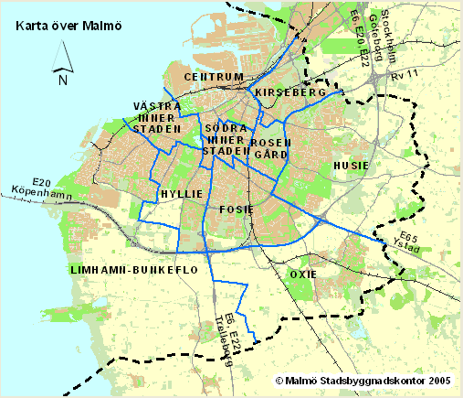 Kapitel 3 Mätplats 3.1 Lokalisering Mätvagnen var placerad på den södra sidan, vid kajen i Hamnparken i Malmö kommuns norra delar, se figur 2.